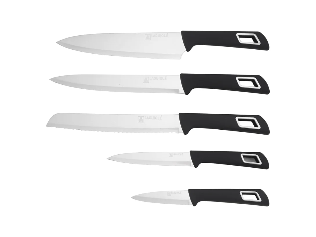 Bloc de 5 couteaux en acier noir - "Soho