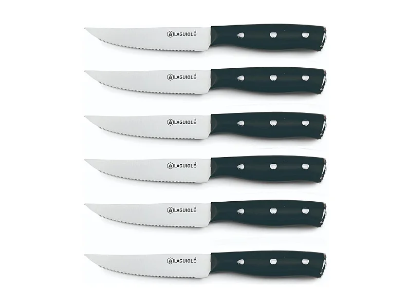 Set de 6 couteaux à steak en acier noir - "Gleam"