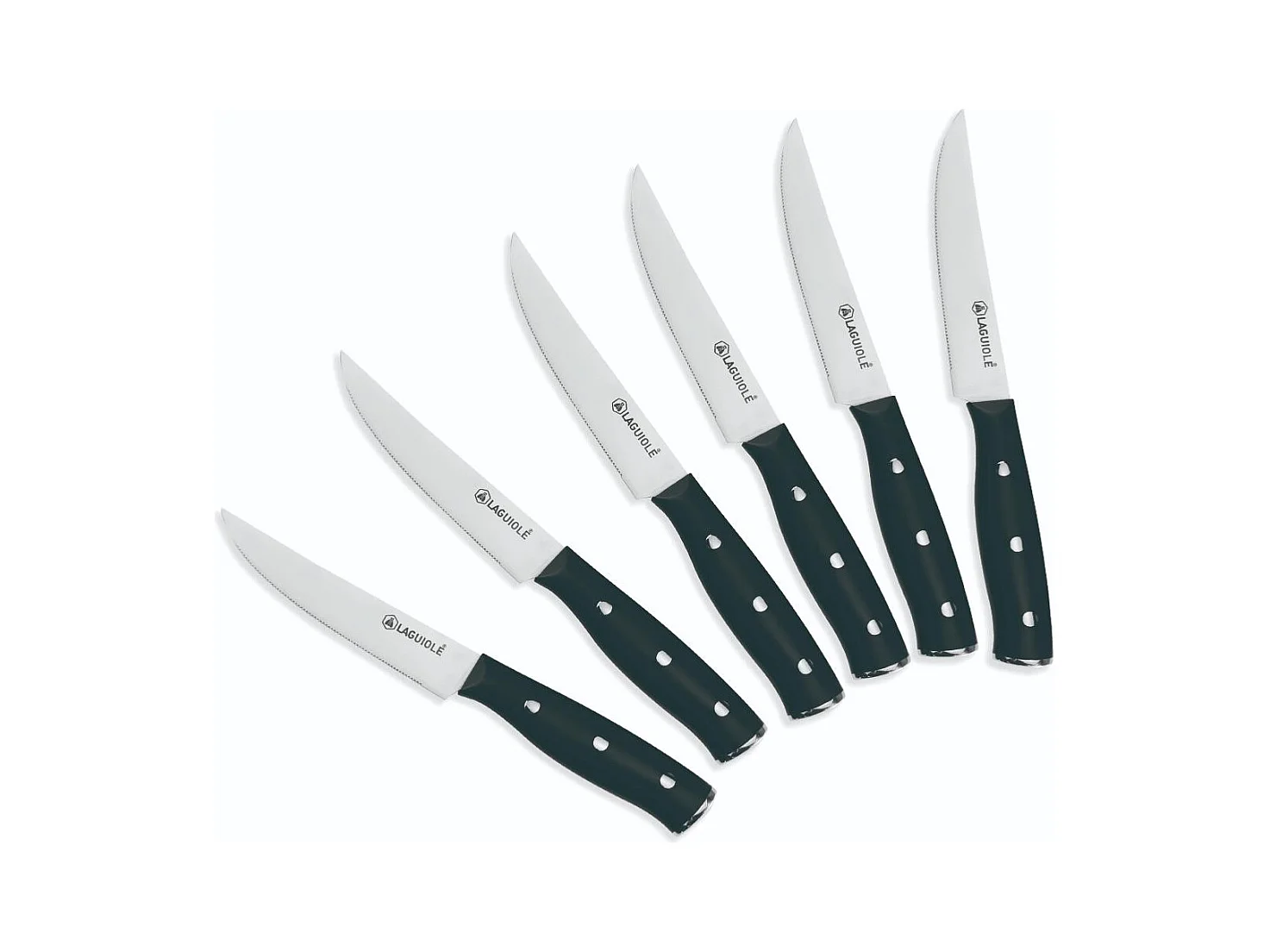 Set de 6 couteaux à steak en acier noir - "Gleam"