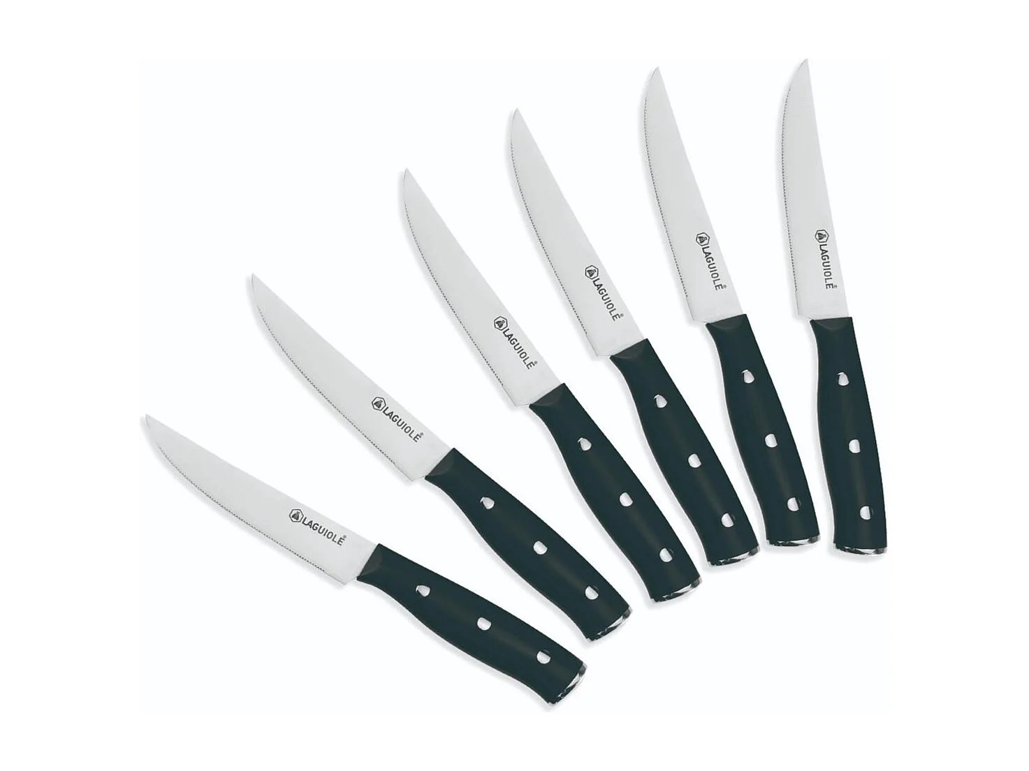 Set de 6 couteaux à steak en acier noir - "Gleam"