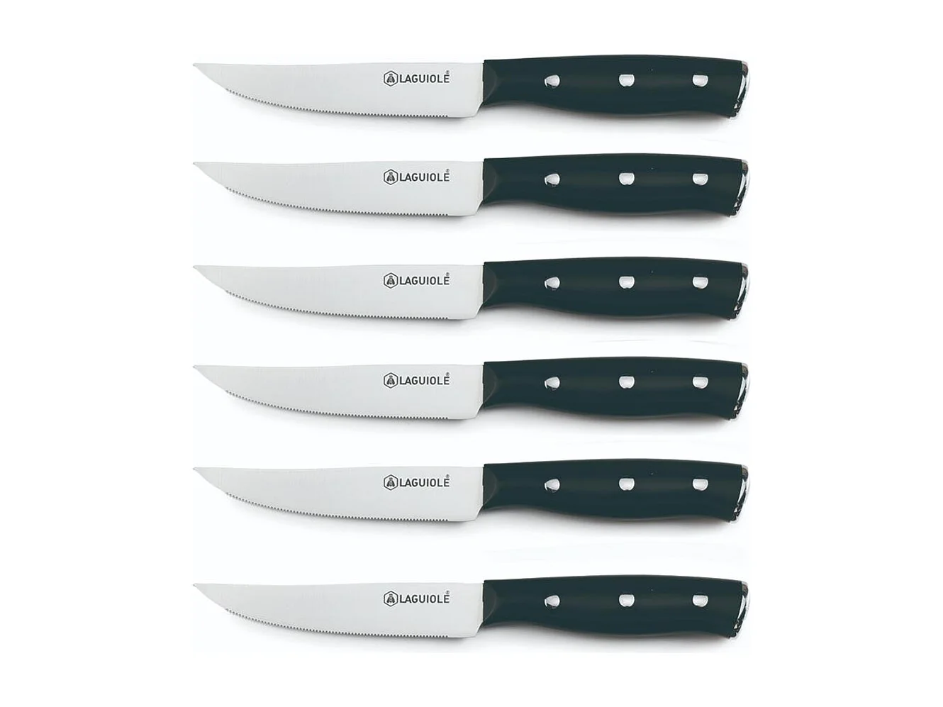 Set de 6 couteaux à steak en acier noir - "Gleam"