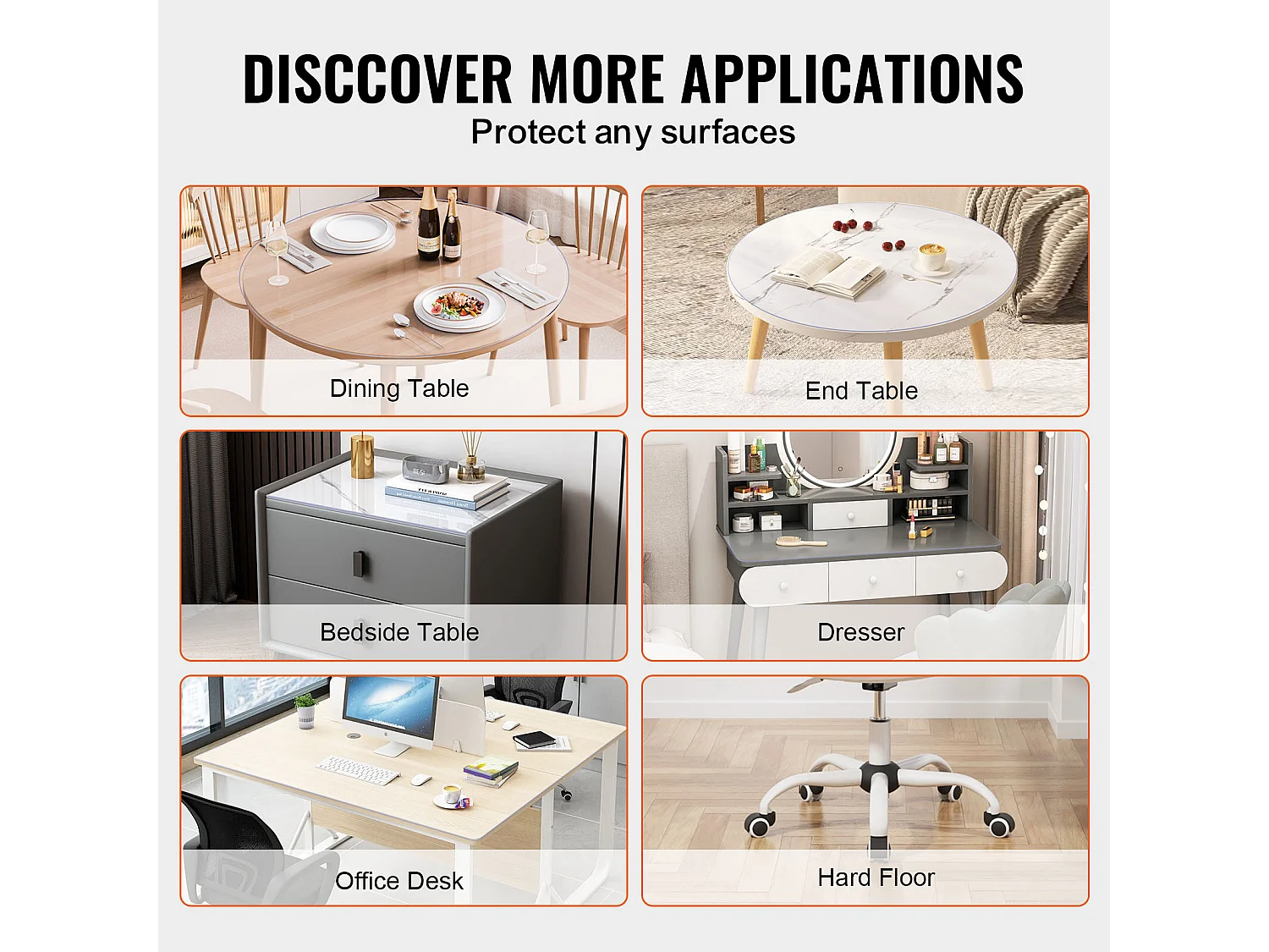 Toalha de Mesa Transparente SucceBuy Protetor de Mesa em PVC, Capa Redonda de Plástico Transparente de 121.92 cm, 2 mm de Espessura