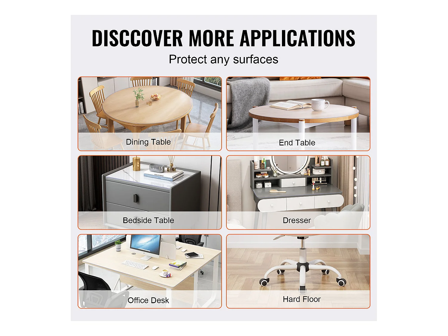 Nappe Transparente SucceBuy Protecteur de Table en PVC, Housse de Bureau Ronde en Plastique Transparent de 123 cm, Épaisseur de 1.5 mm