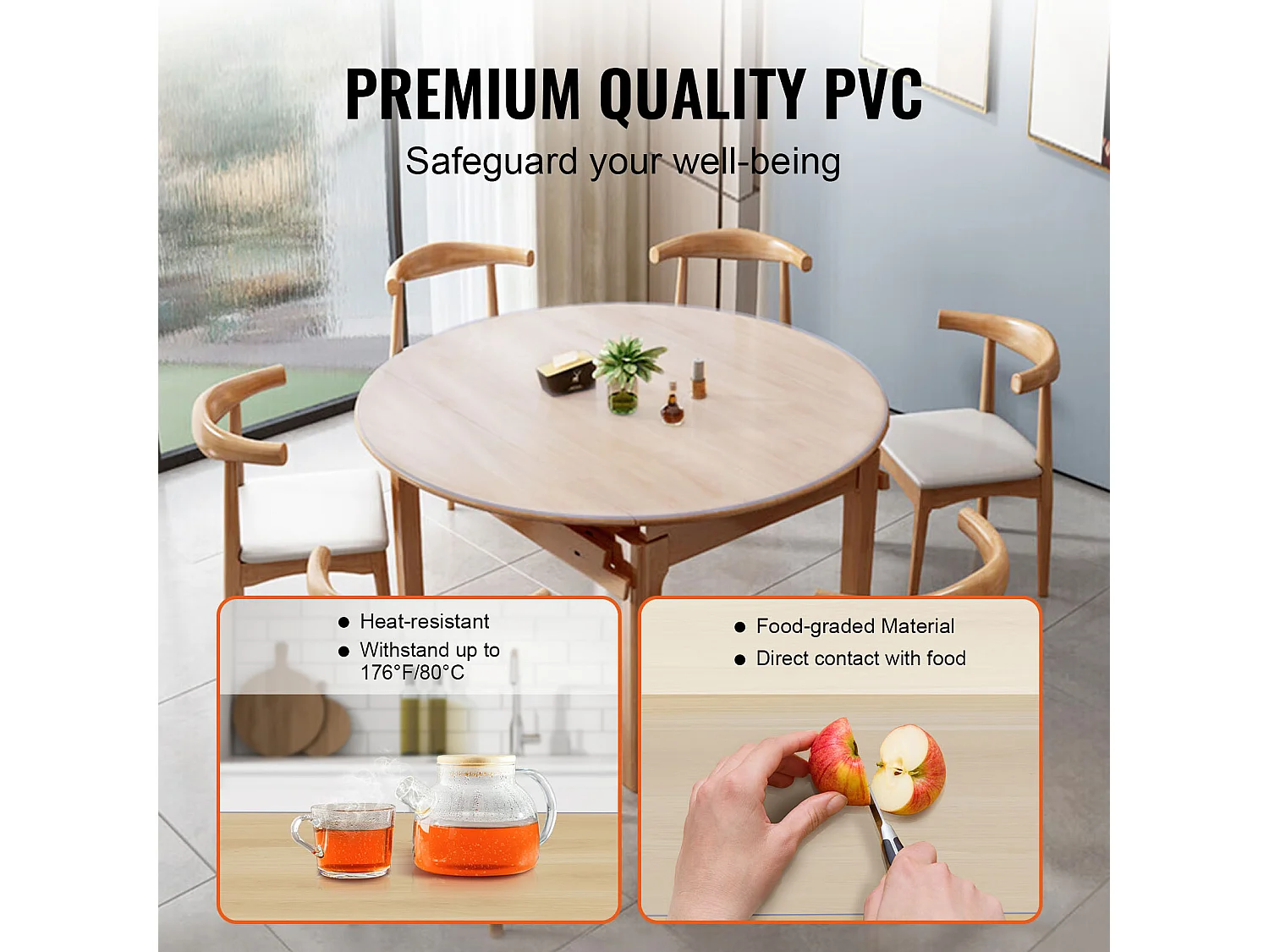 Tovaglia Trasparente SucceBuy Copritavolo in PVC Rotondo da 123 cm in Plastica Trasparente, Spessore 1.5 mm