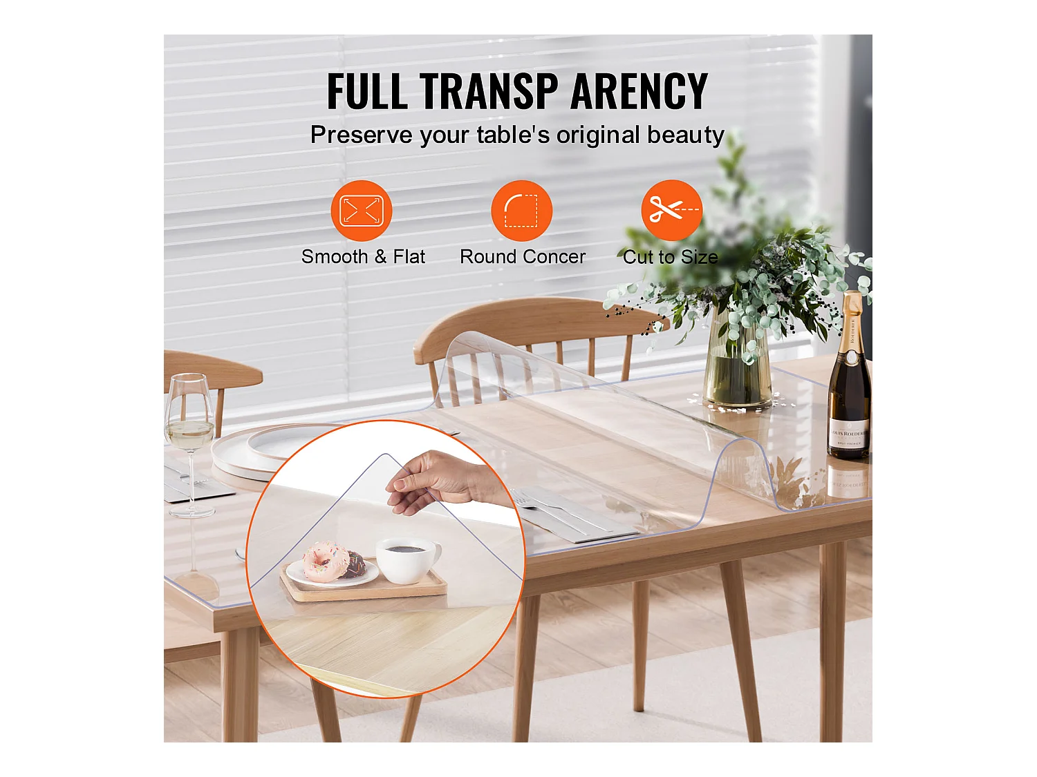 Nappe Transparente SucceBuy Protecteur de Table en PVC 101.6 x 203.2 cm Transparent 2.0 mm d'Épaisseur Housse de Bureau