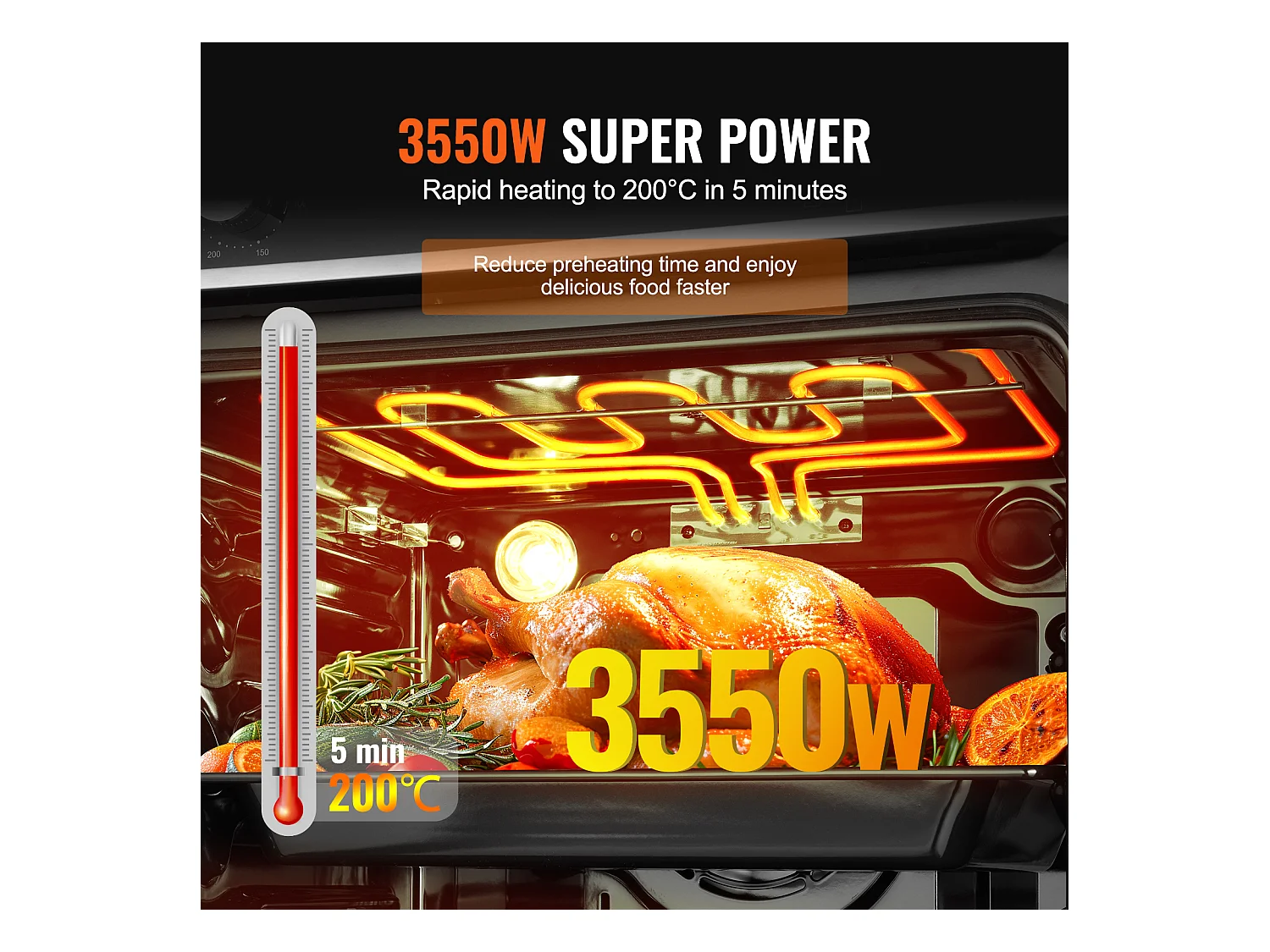 Four Mural Électrique Simple 59.5CM, 9 Fonctions Four Mural Encastrable de 76L, Chauffer Rapidement