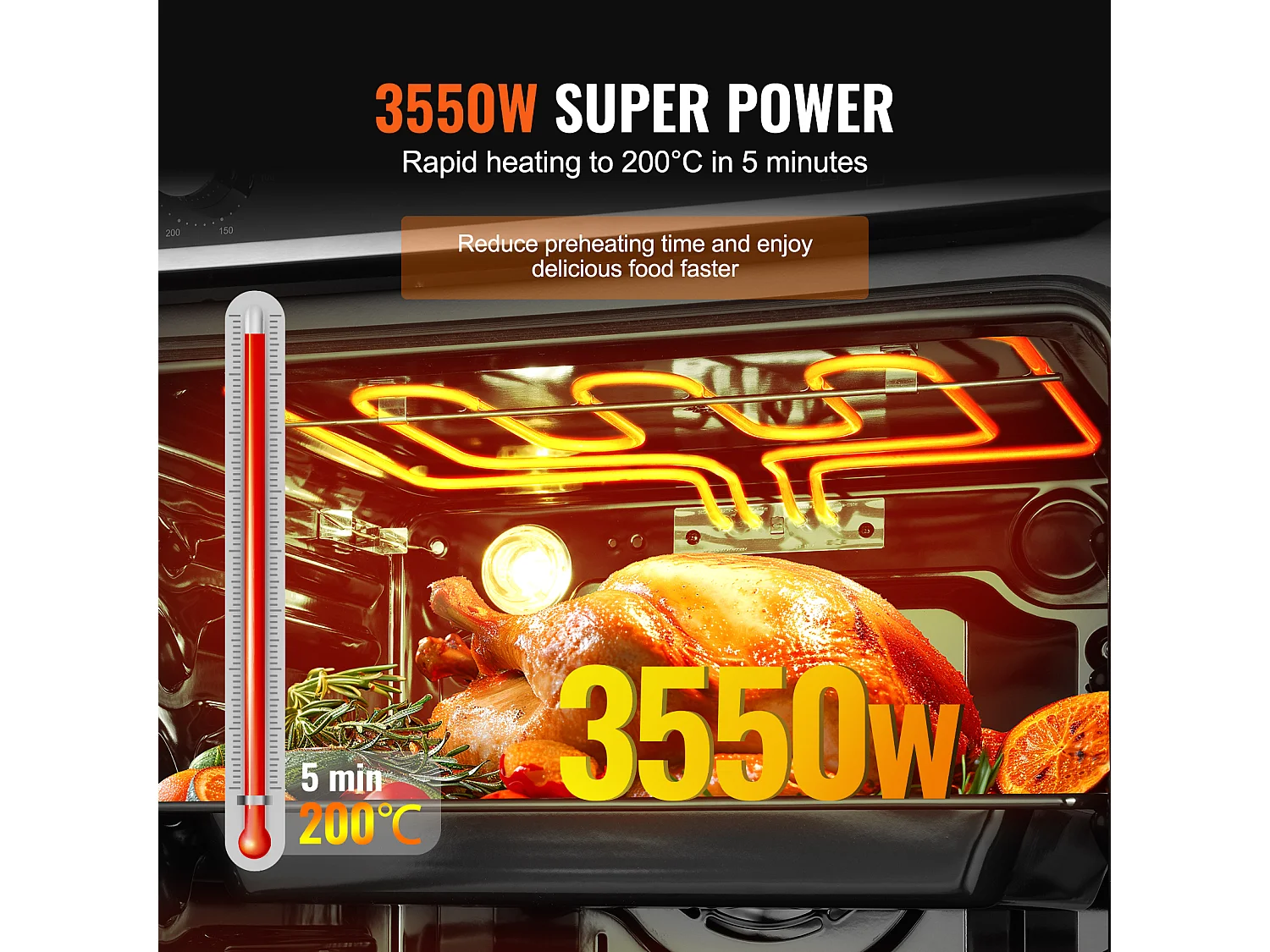 Four Mural Électrique Simple 59.5CM, 9 Fonctions Four Mural Encastrable de 76L, Chauffer Rapidement