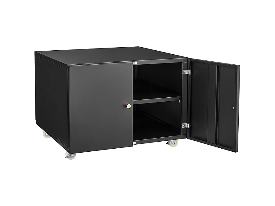Support d'imprimante en métal avec tables d'impression mobiles avec porte et étagère réglable classeur à roulettes pour bureau à domicile noir