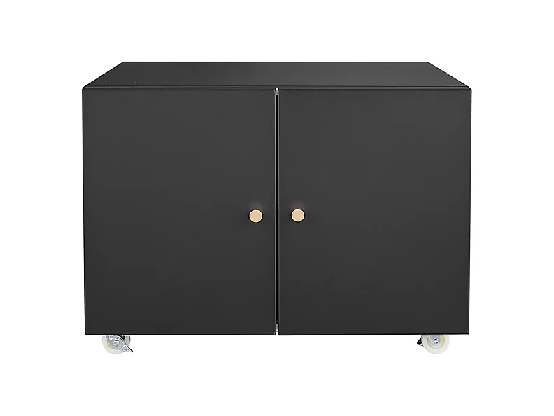 Support d'imprimante en métal avec tables d'impression mobiles avec porte et étagère réglable classeur à roulettes pour bureau à domicile noir