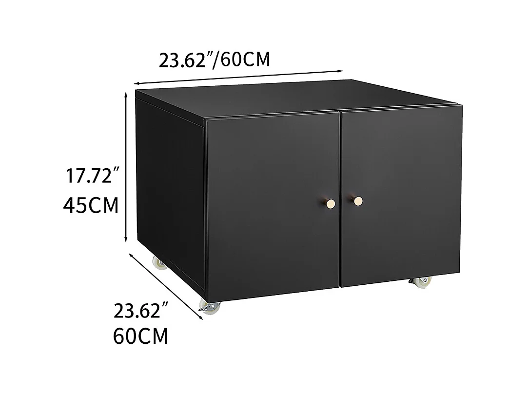 Support d'imprimante en métal avec tables d'impression mobiles avec porte et étagère réglable classeur à roulettes pour bureau à domicile noir