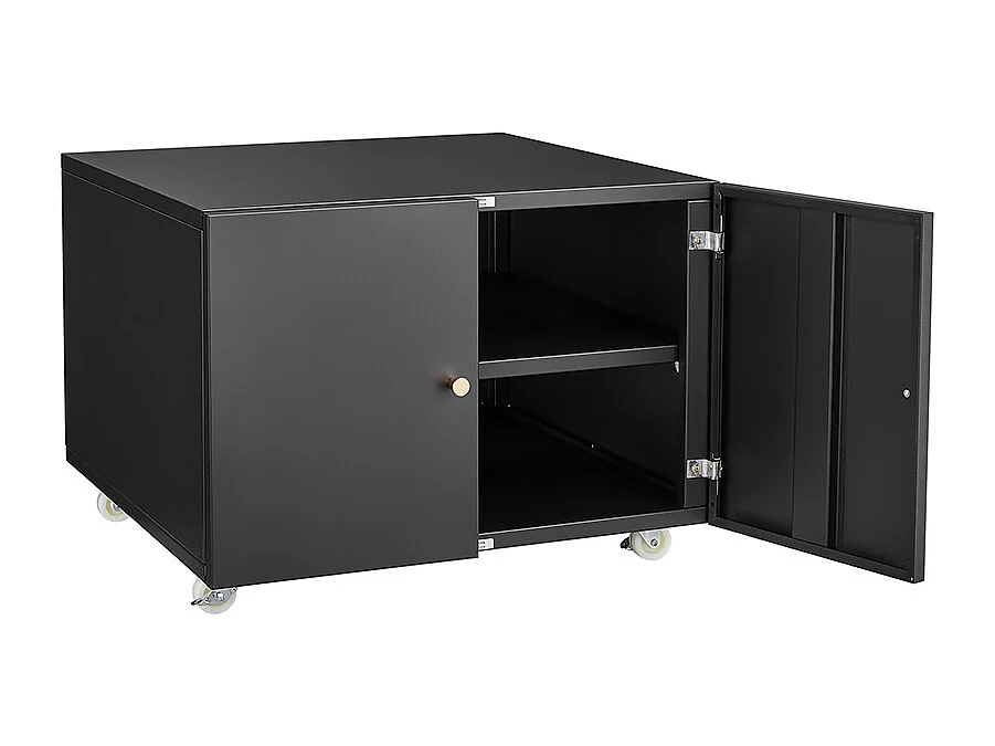 Support d'imprimante en métal avec tables d'impression mobiles avec porte et étagère réglable classeur à roulettes pour bureau à domicile noir