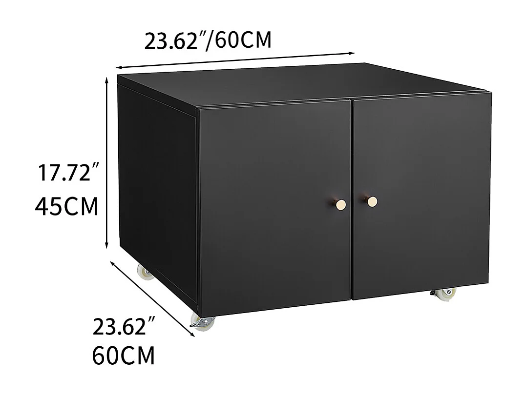 Support d'imprimante en métal avec tables d'impression mobiles avec porte et étagère réglable classeur à roulettes pour bureau à domicile noir