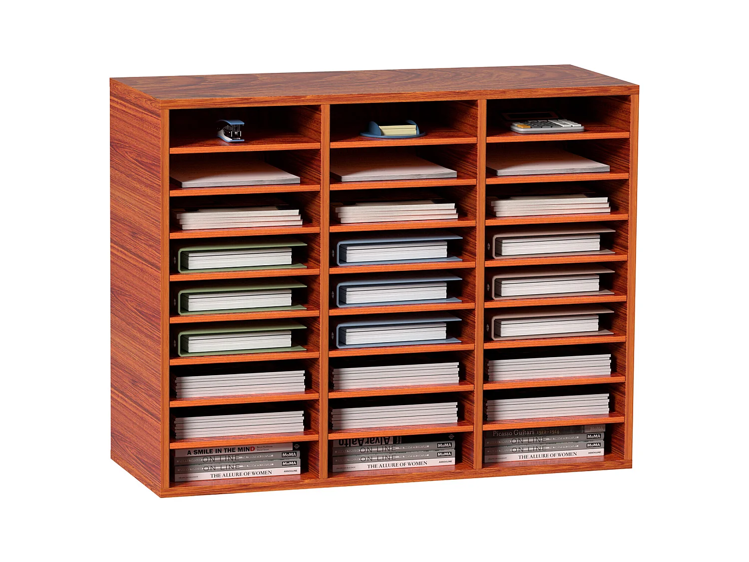 Organisateur de Bureau en Bois SucceBuy, pour le Stockage de Papier, 27 Emplacements, Marron