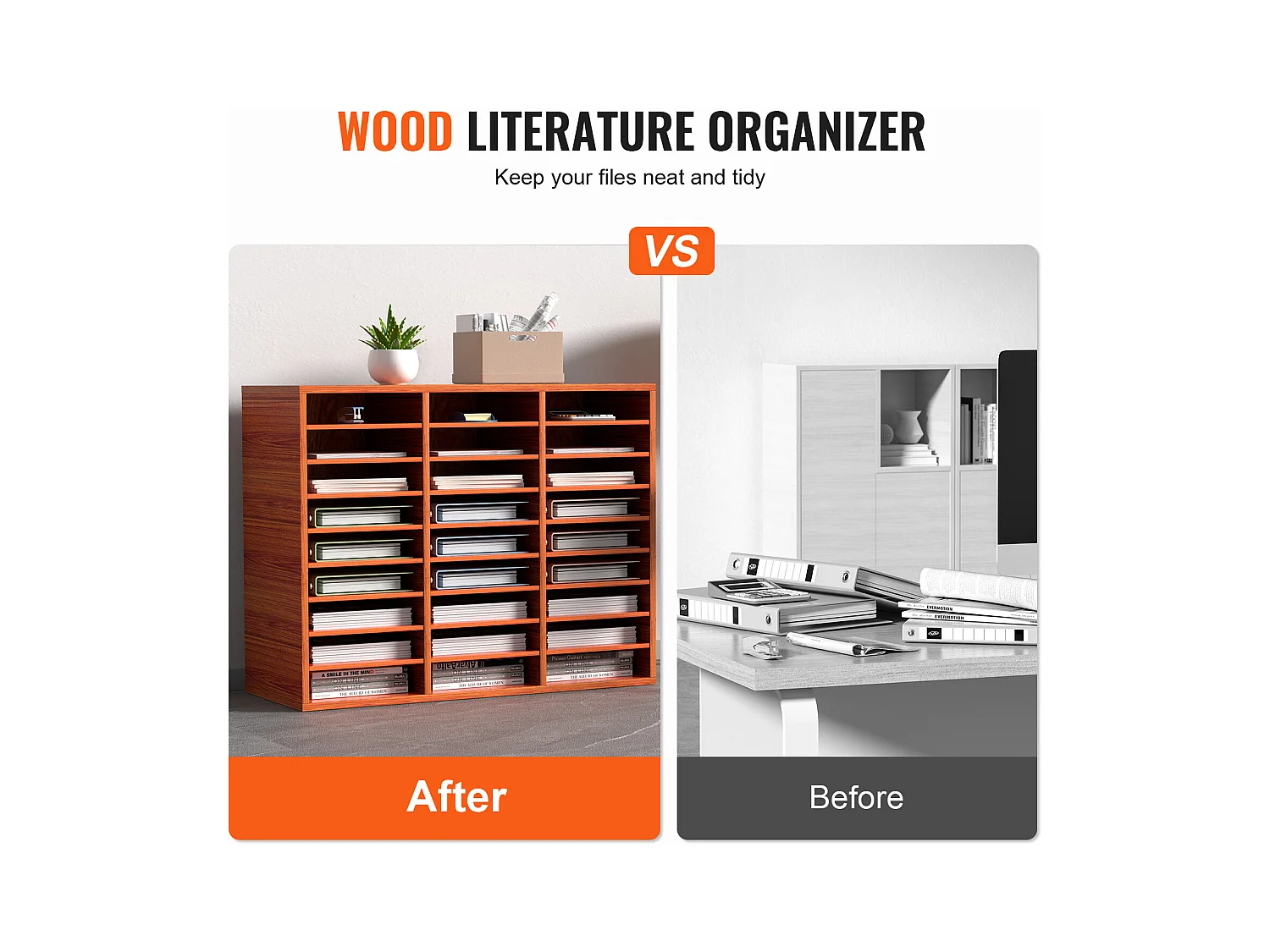 Organisateur de Bureau en Bois SucceBuy, pour le Stockage de Papier, 27 Emplacements, Marron