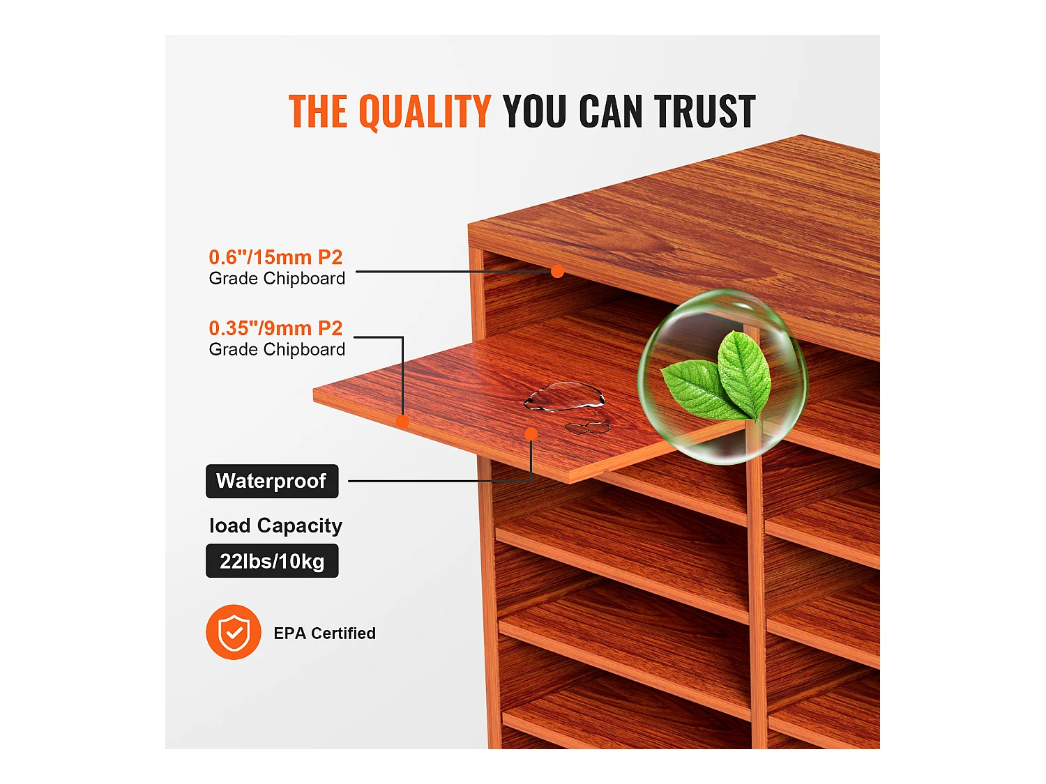 Organisateur de Bureau en Bois SucceBuy, pour le Stockage de Papier, 27 Emplacements, Marron