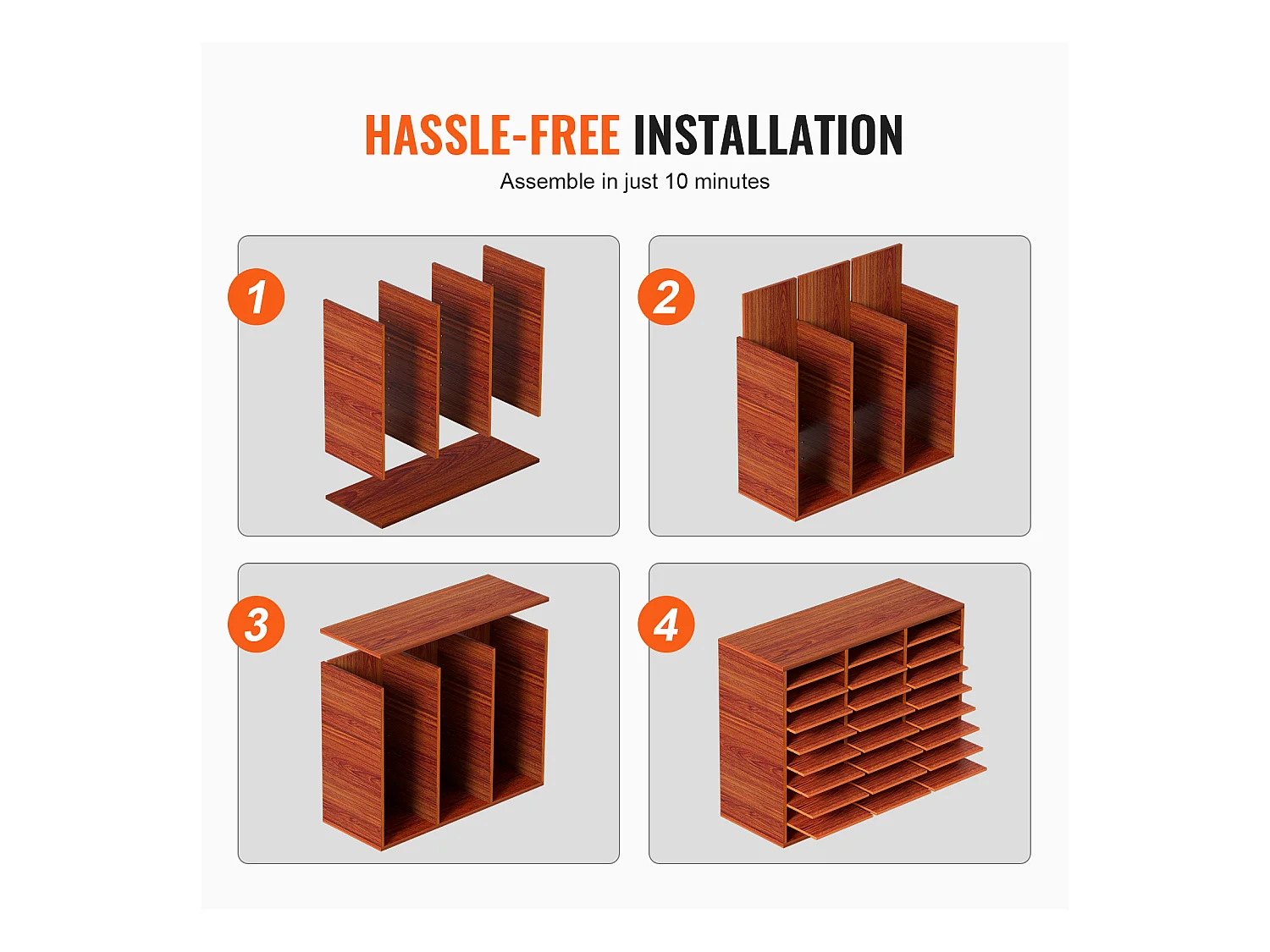 Organisateur de Bureau en Bois SucceBuy, pour le Stockage de Papier, 27 Emplacements, Marron