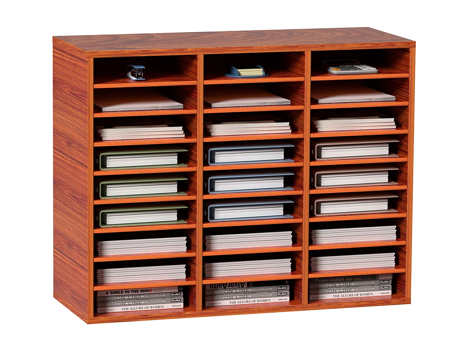 Organisateur de Bureau en Bois SucceBuy, pour le Stockage de Papier, 27 Emplacements, Marron