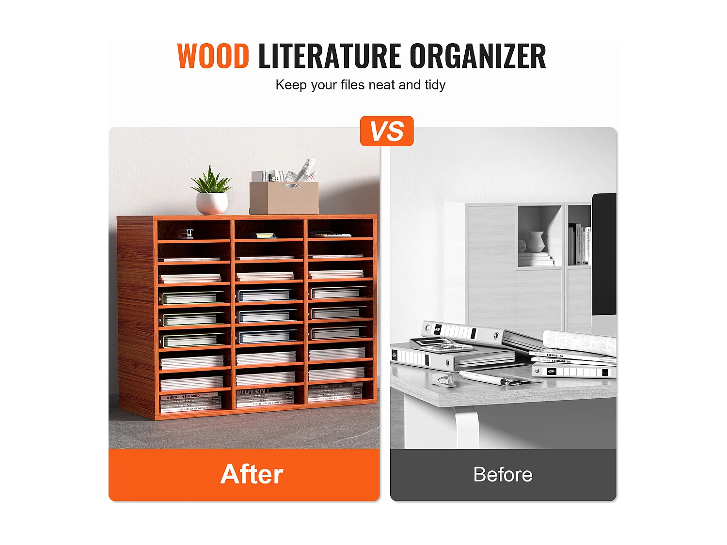 Organisateur de Bureau en Bois SucceBuy, pour le Stockage de Papier, 27 Emplacements, Marron