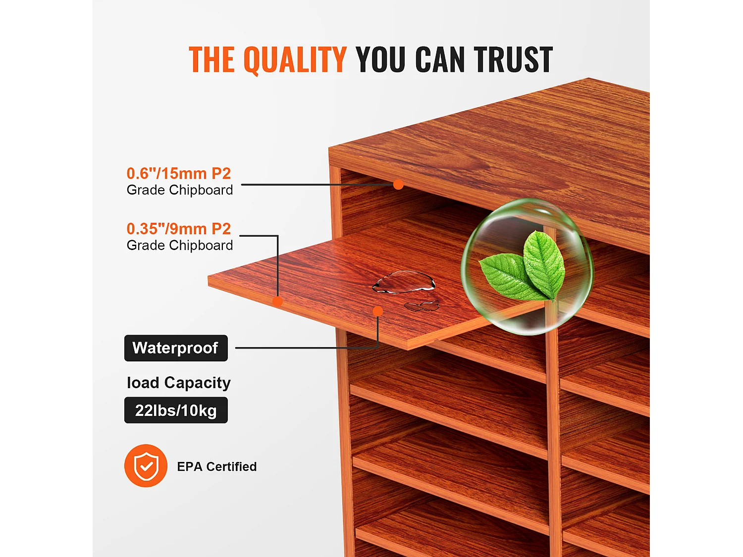 Organisateur de Bureau en Bois SucceBuy, pour le Stockage de Papier, 27 Emplacements, Marron