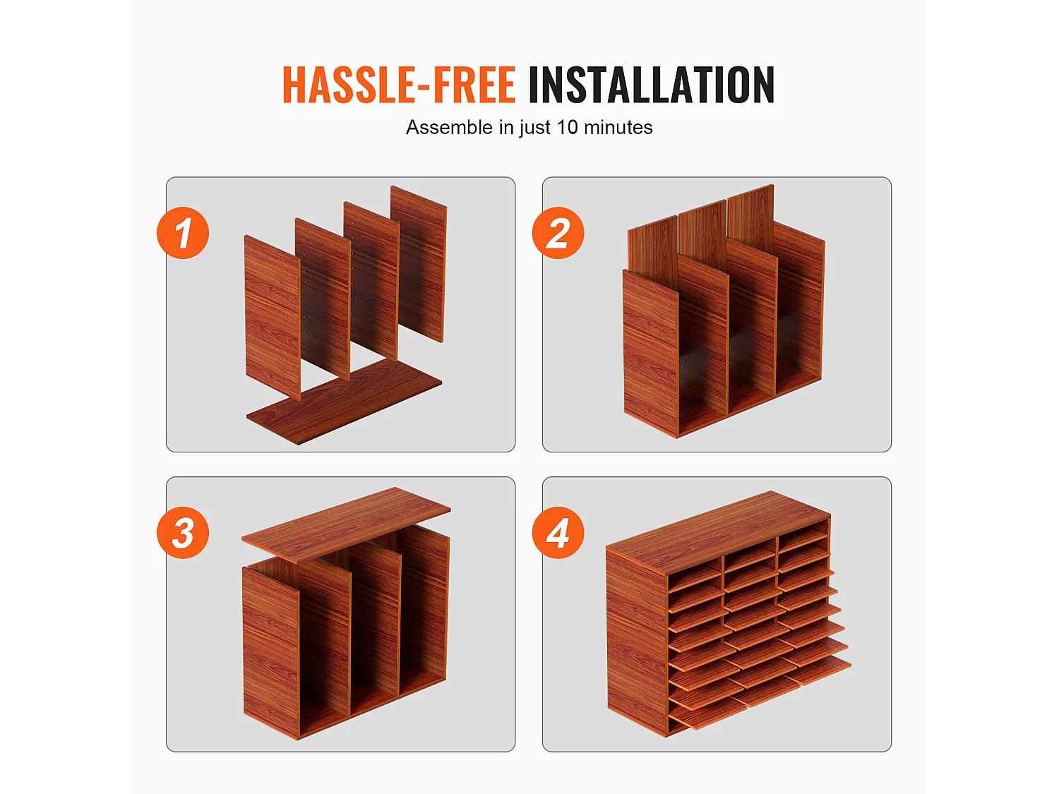 Organisateur de Bureau en Bois SucceBuy, pour le Stockage de Papier, 27 Emplacements, Marron