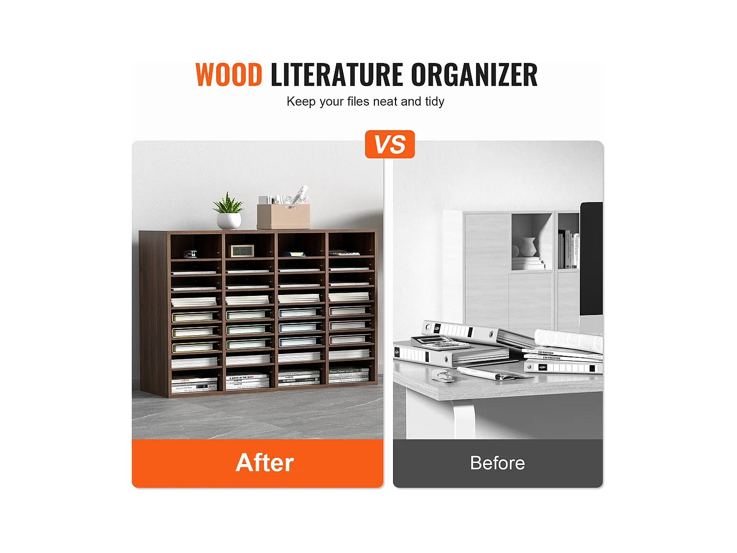 Organisateur de Bureau en Bois SucceBuy, Organiseur de Documents, 36 Compartiments RÉglables, Marron