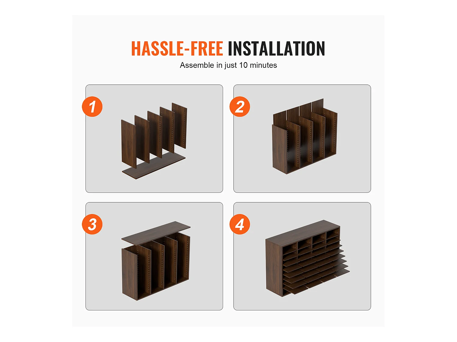 Organisateur de Bureau en Bois SucceBuy, Organiseur de Documents, 36 Compartiments RÉglables, Marron