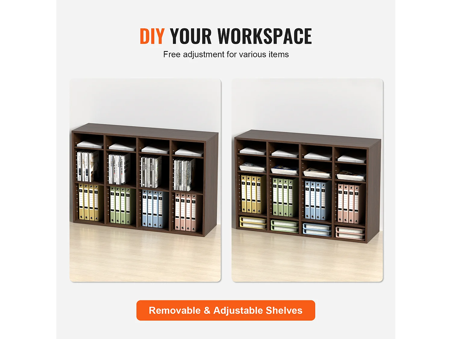 Organisateur de Bureau en Bois SucceBuy, Organiseur de Documents, 36 Compartiments RÉglables, Marron