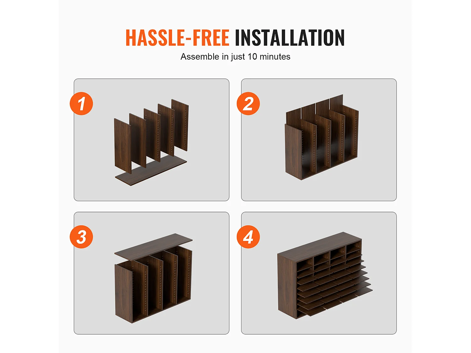 Organisateur de Bureau en Bois SucceBuy, Organiseur de Documents, 36 Compartiments RÉglables, Marron