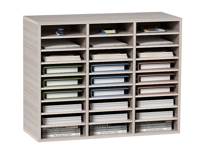 Holz-Büroorganisator SucceBuy, Dokumentenorganisator, 27 Aufstellplätze, Grau