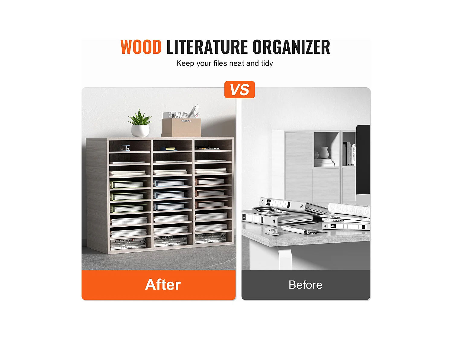 Organisateur de Bureau en Bois SucceBuy, Organiseur de Documents, 27 Emplacements, Gris