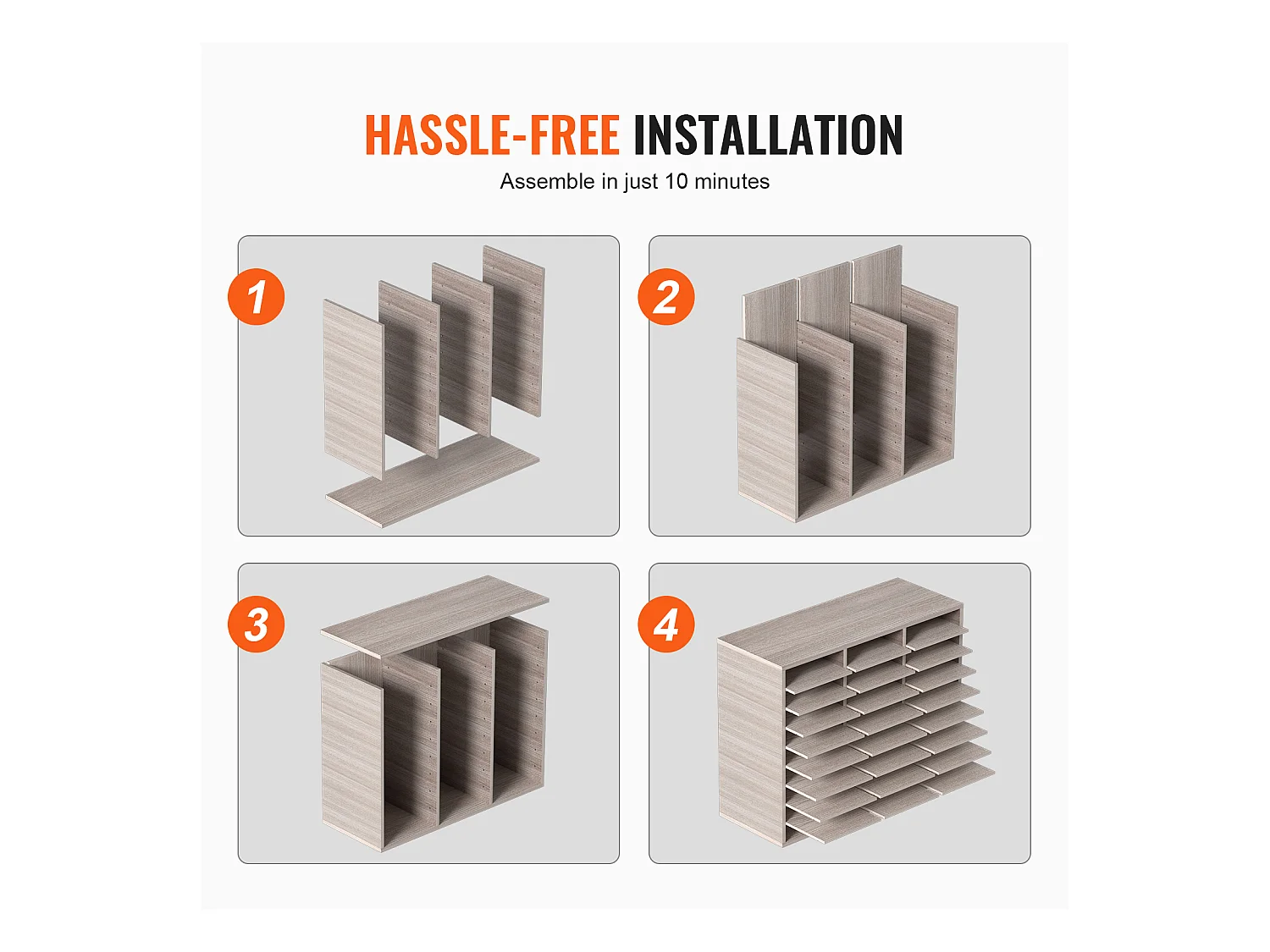 Organisateur de Bureau en Bois SucceBuy, Organiseur de Documents, 27 Emplacements, Gris