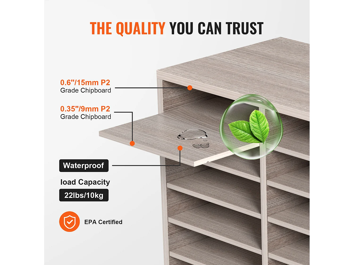 Organisateur de Bureau en Bois SucceBuy, Organiseur de Documents, 27 Emplacements, Gris