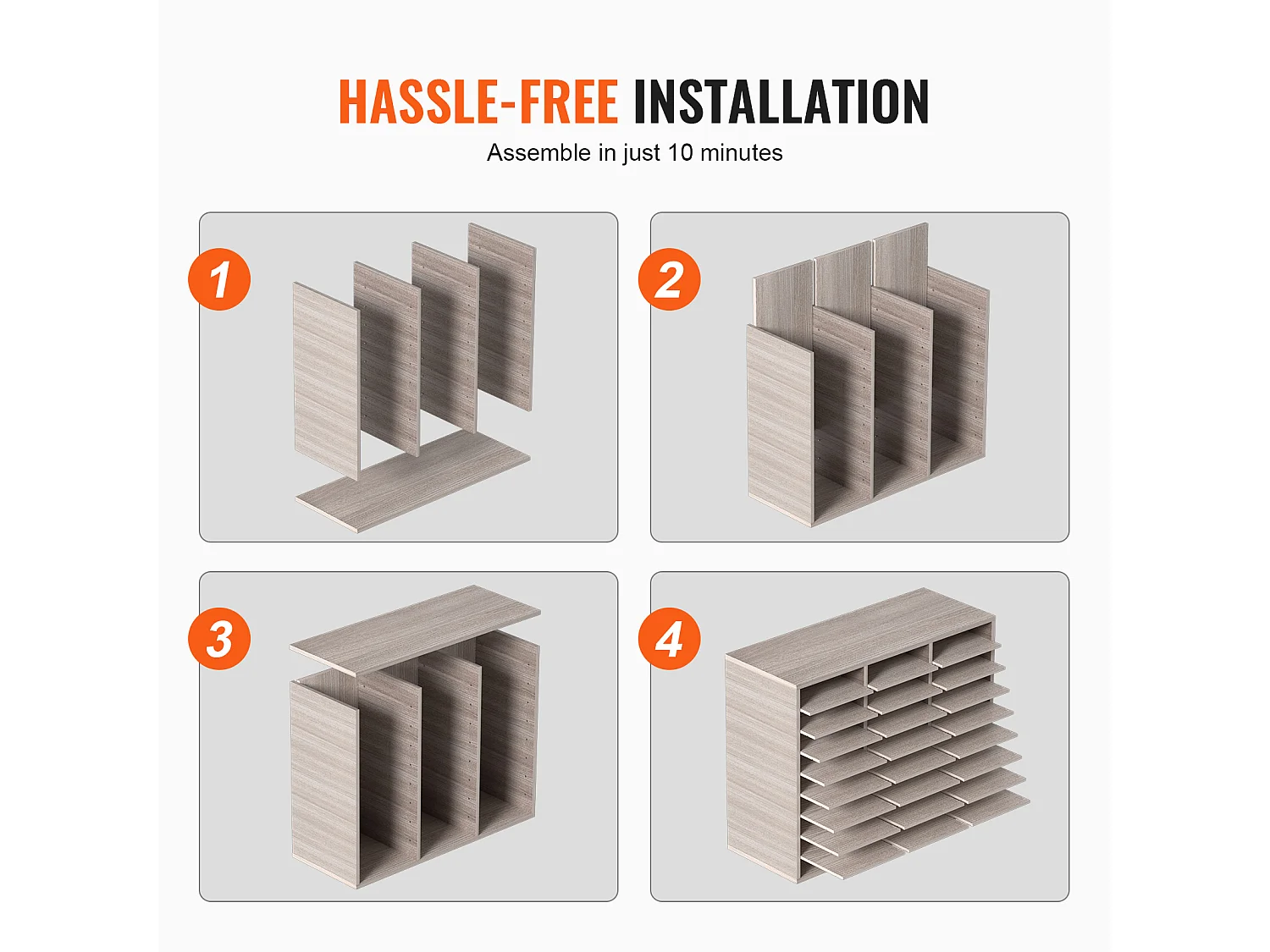 Organisateur de Bureau en Bois SucceBuy, Organiseur de Documents, 27 Emplacements, Gris