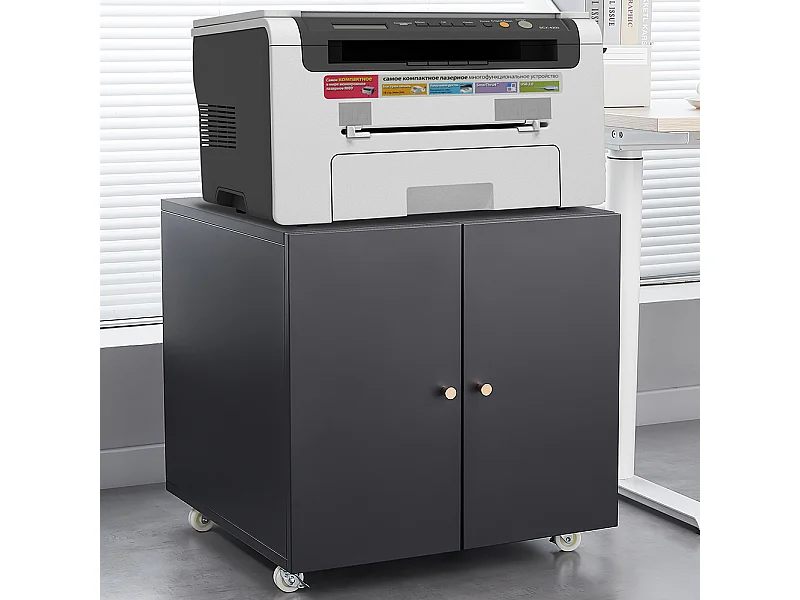 Metalen printerstandaard met verplaatsbare printertafels voor kleine ruimtes met verstelbare archiefkast op wielen zwart