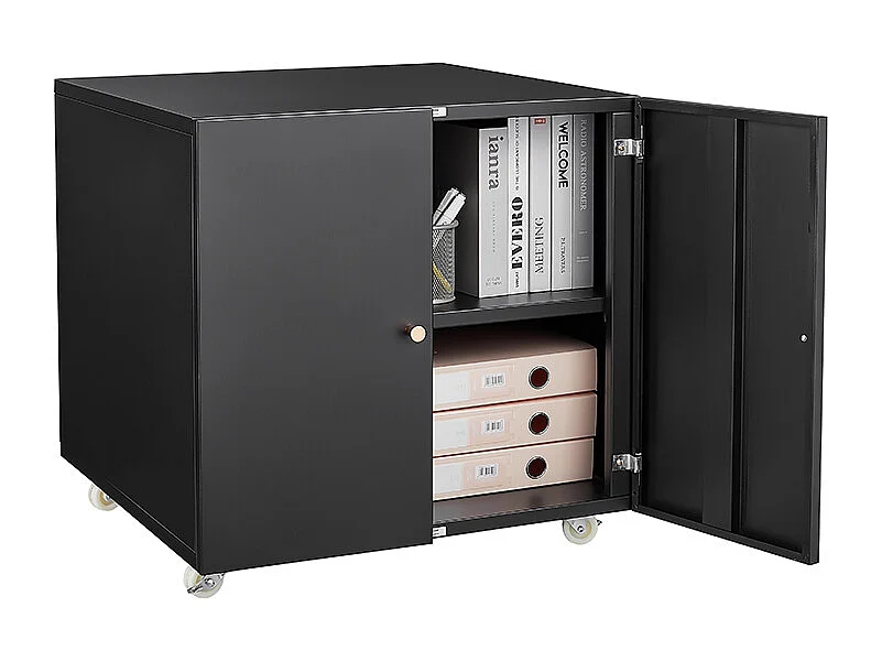 Metalen printerstandaard met verplaatsbare printertafels voor kleine ruimtes met verstelbare archiefkast op wielen zwart