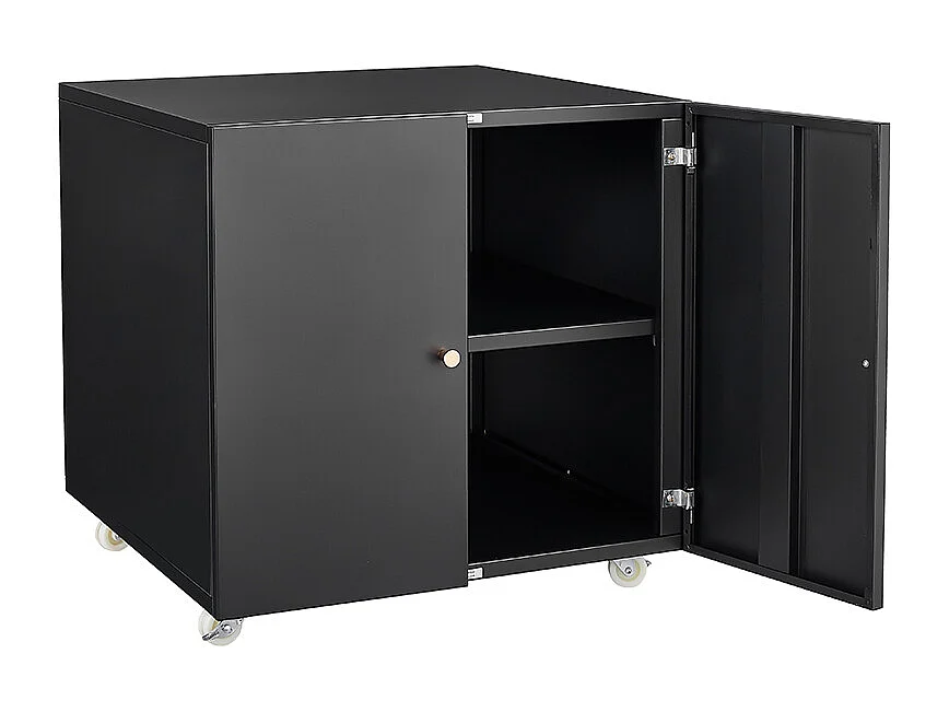 Metalen printerstandaard met verplaatsbare printertafels voor kleine ruimtes met verstelbare archiefkast op wielen zwart