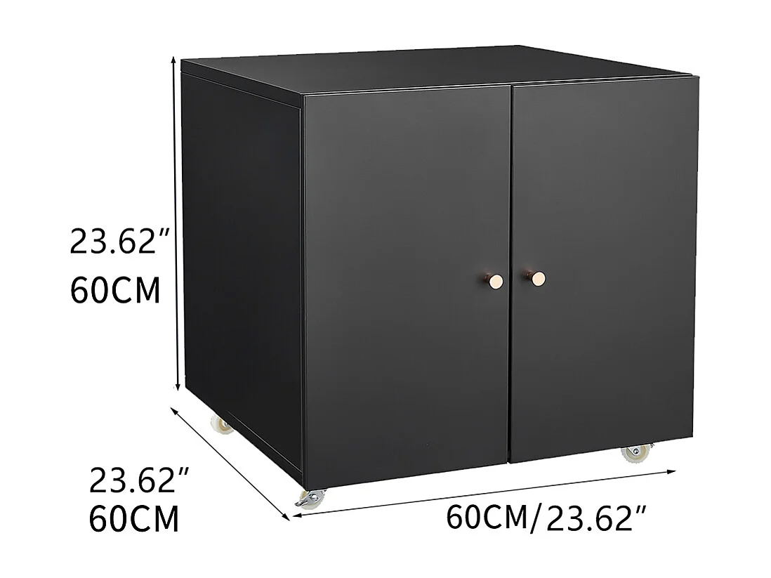 Metalen printerstandaard met verplaatsbare printertafels voor kleine ruimtes met verstelbare archiefkast op wielen zwart
