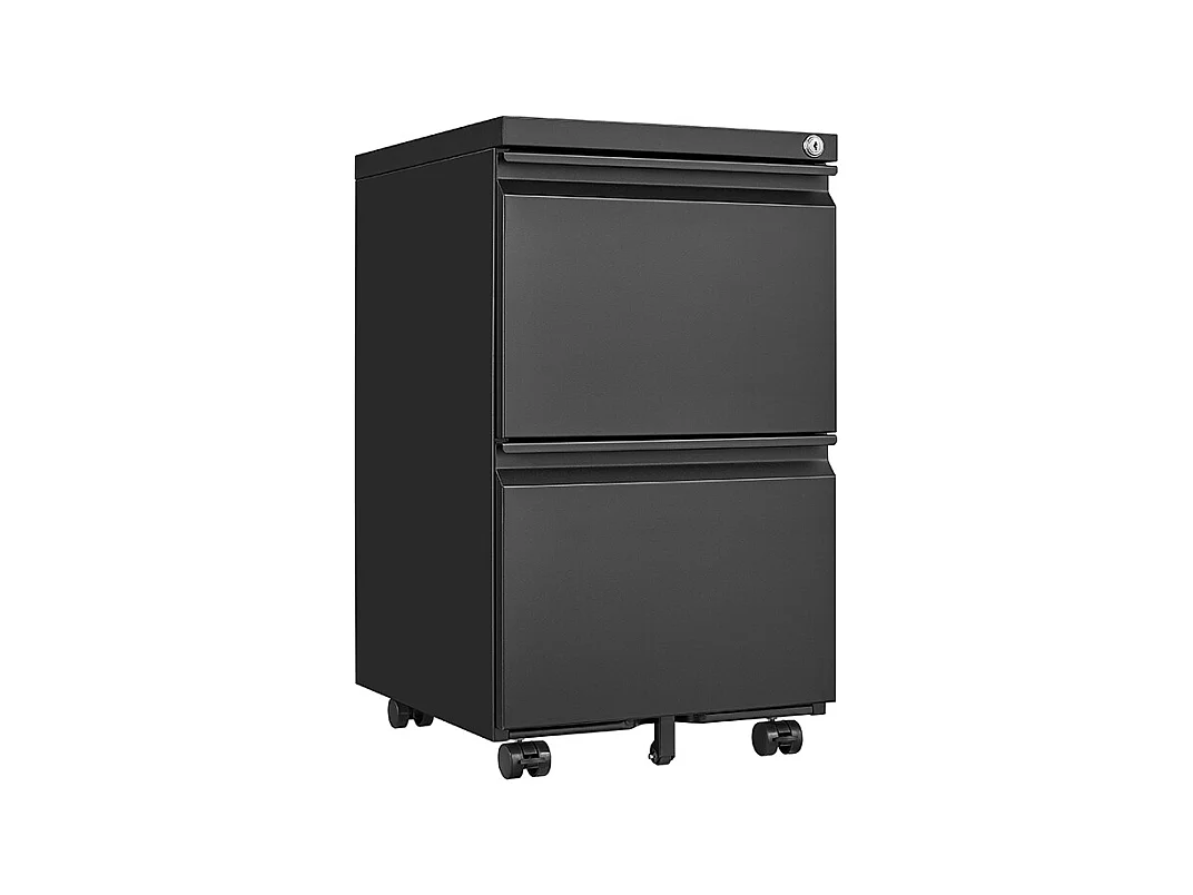 Classeur à 2 tiroirs avec serrure classeur métallique à roulettes sous le bureau convient aux formats lettre/légal/A4 noir