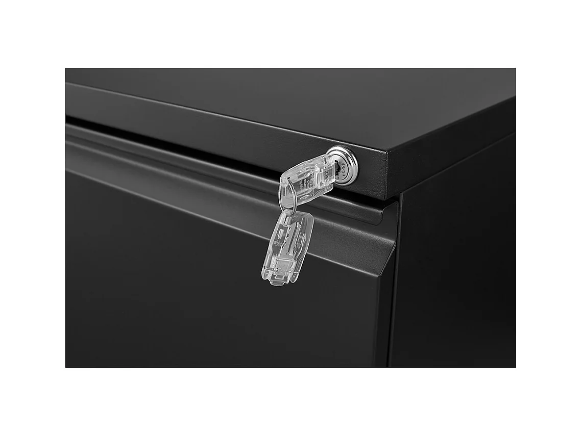 Classeur à 2 tiroirs avec serrure classeur métallique à roulettes sous le bureau convient aux formats lettre/légal/A4 noir