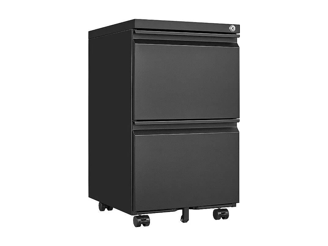 Classeur à 2 tiroirs avec serrure classeur métallique à roulettes sous le bureau convient aux formats lettre/légal/A4 noir