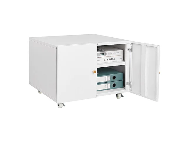 Support d'imprimante avec tables d'imprimante mobiles de rangement avec porte et étagère réglable armoire à dossiers sur roulettes blanc