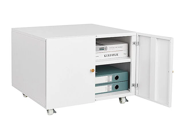 Support d'imprimante avec tables d'imprimante mobiles de rangement avec porte et étagère réglable armoire à dossiers sur roulettes blanc