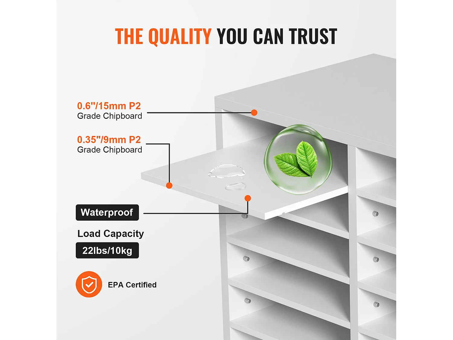 Organisateur de Bureau en Bois SucceBuy, Trieur de Dossiers RÉglable, 12 Compartiments, Blanc