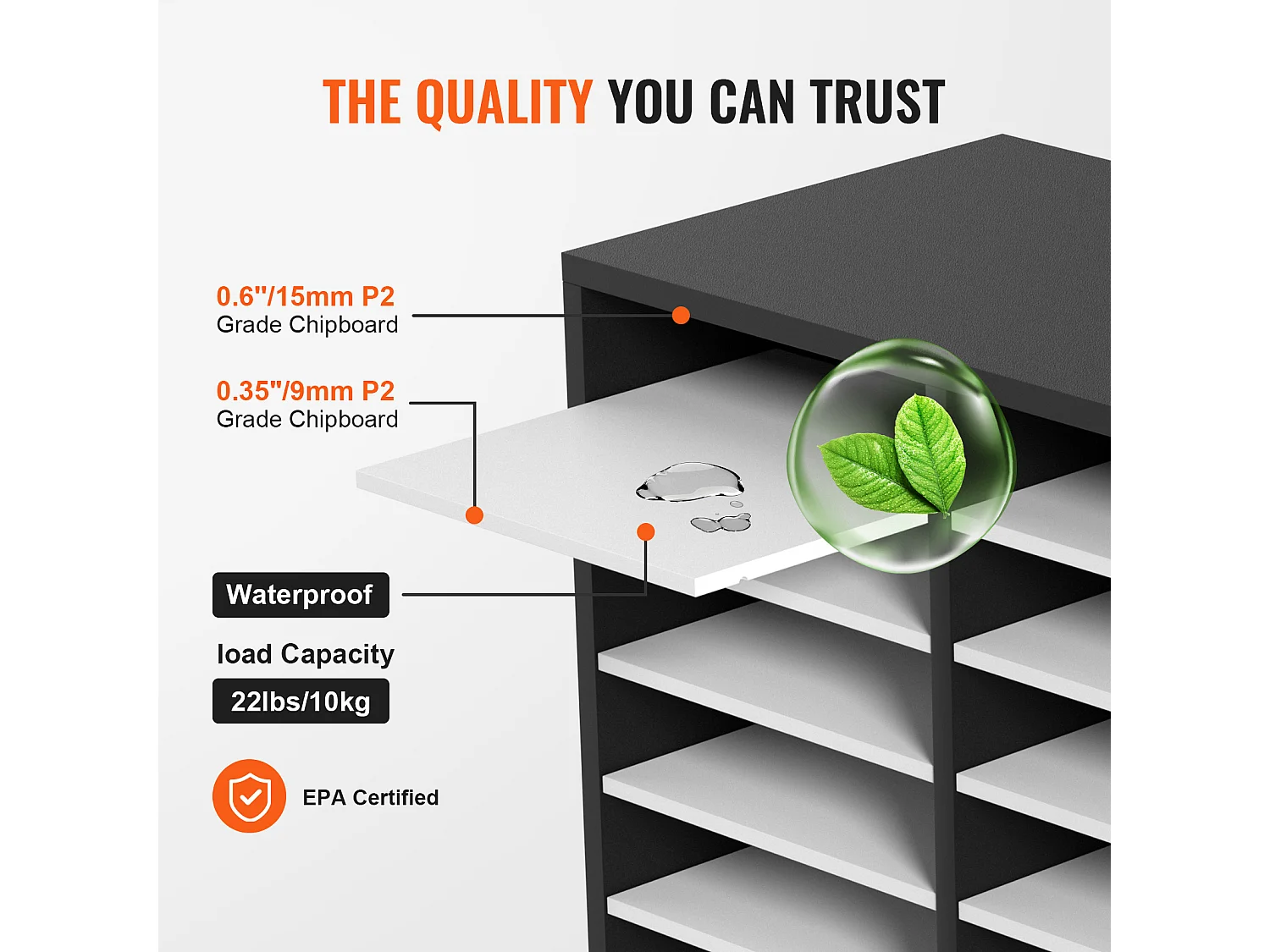 Organisateur de Bureau en Bois SucceBuy, Organiseur de Littérature, doté de 27 Emplacements, Noir