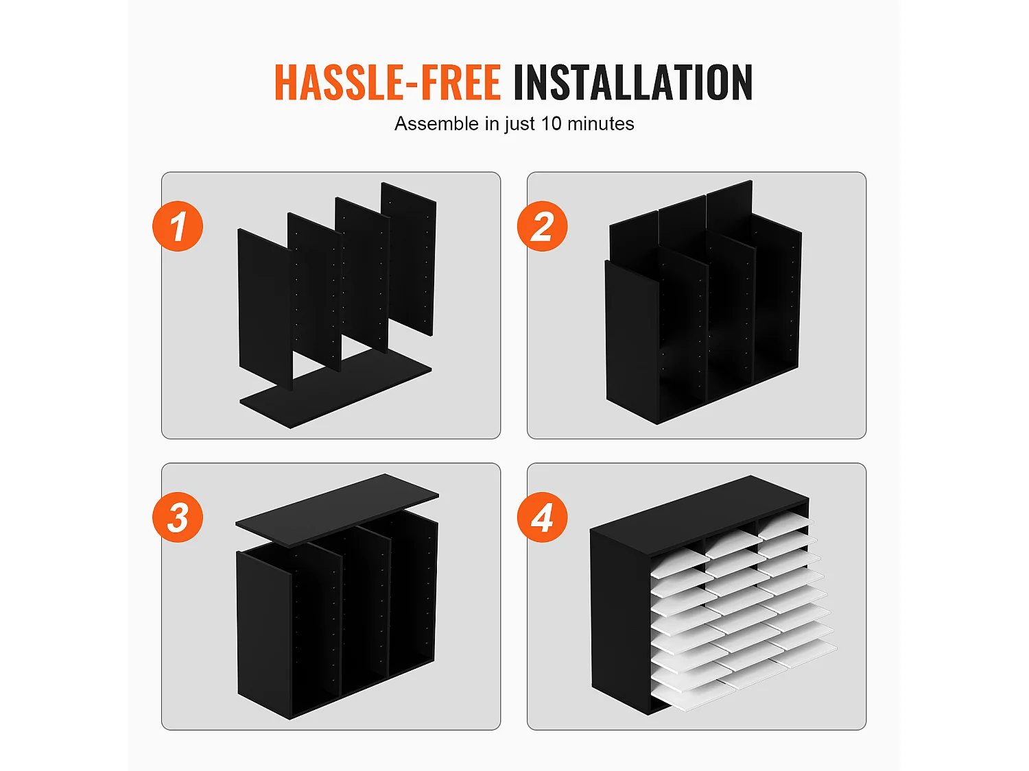 Organisateur de Bureau en Bois SucceBuy, Organiseur de Littérature, doté de 27 Emplacements, Noir