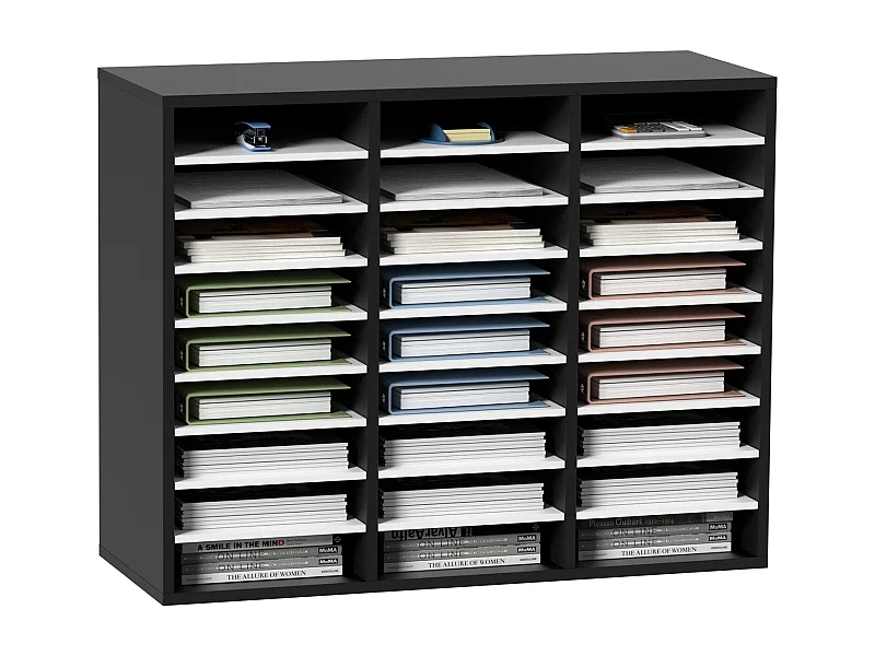 Organizzatore di Scrivania in Legno SucceBuy, Organizzatore di Letteratura, dotato di 27 Posti, Nero