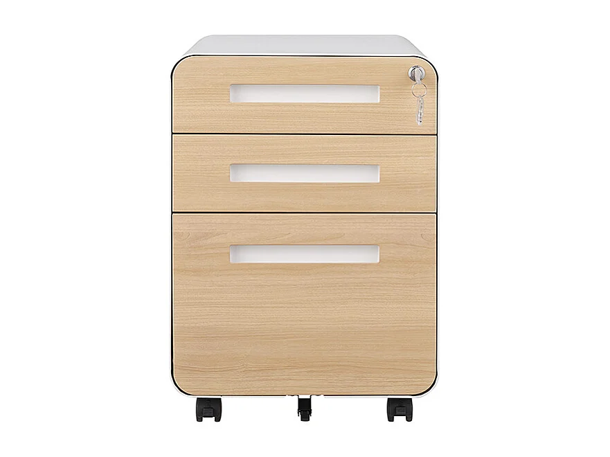 Classeur mobile à 3 tiroirs rangement polyvalent conception à 5 roulettes anti-basculement acier laminé à froid étanche et résistant à l'humidité blanc