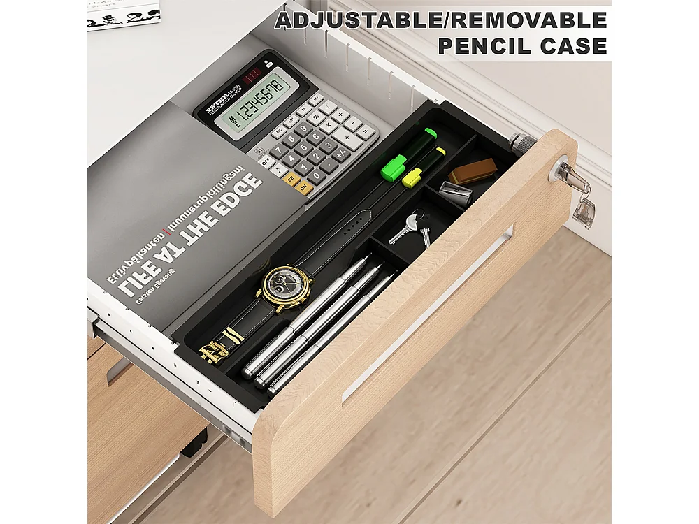 Classeur mobile à 3 tiroirs rangement polyvalent conception à 5 roulettes anti-basculement acier laminé à froid étanche et résistant à l'humidité blanc