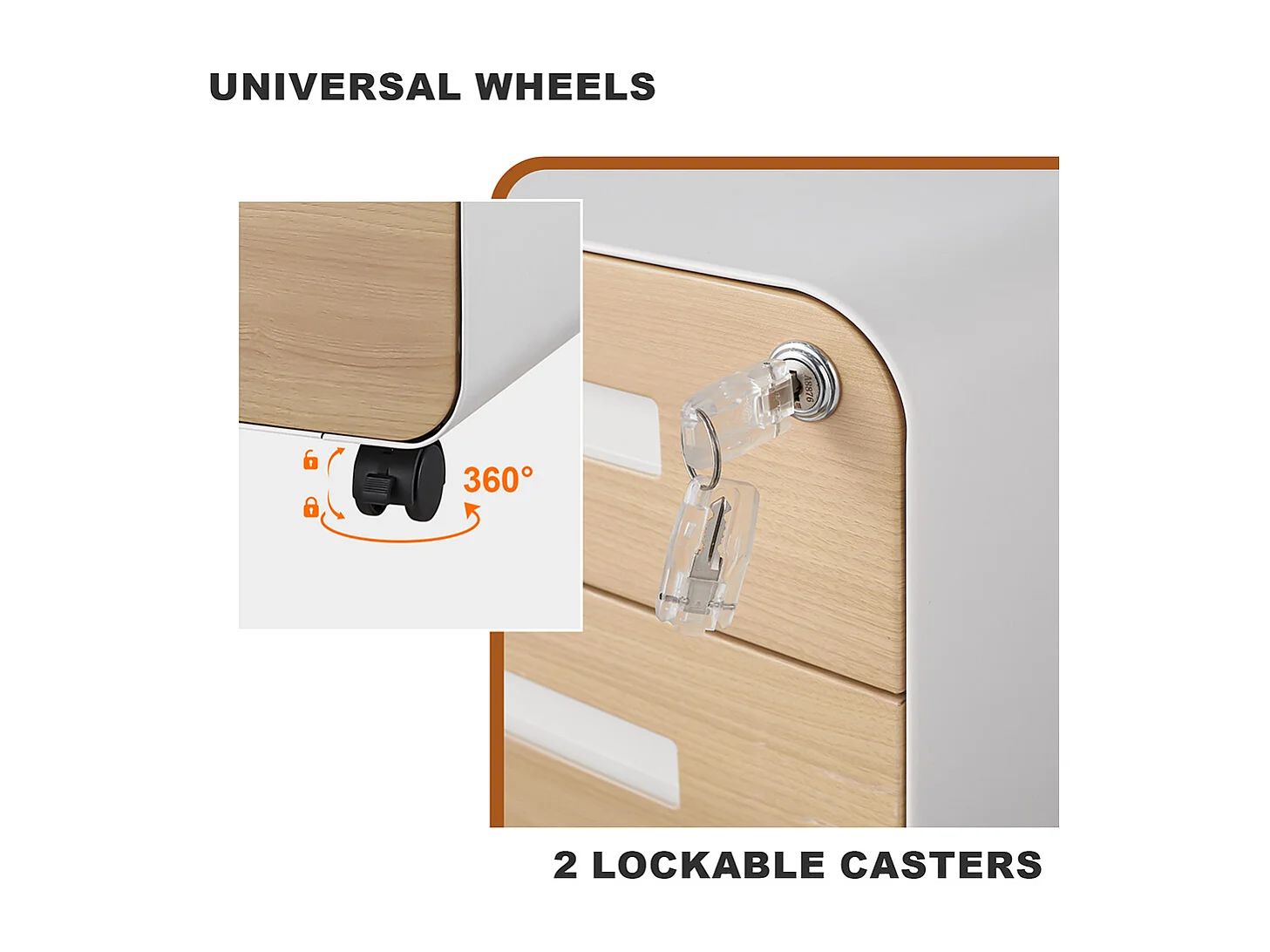 Classeur mobile à 3 tiroirs rangement polyvalent conception à 5 roulettes anti-basculement acier laminé à froid étanche et résistant à l'humidité blanc