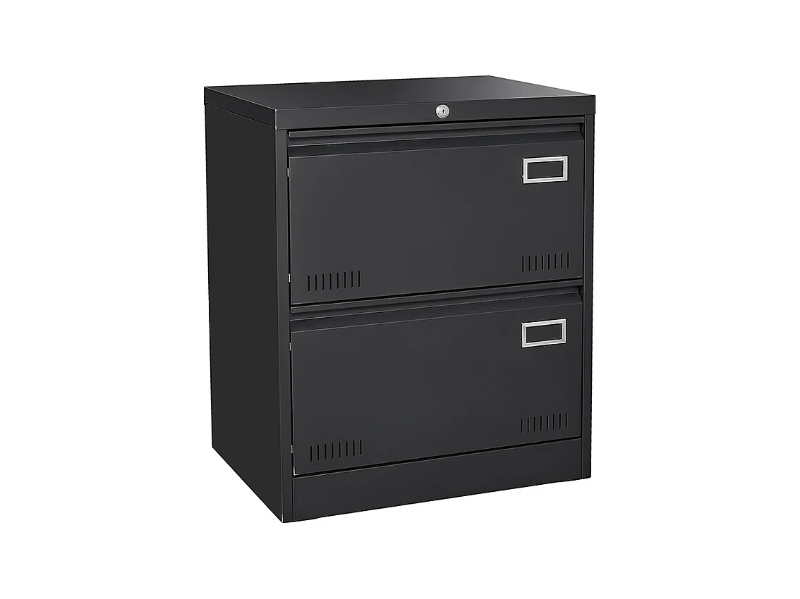 Armoire à dossiers latérale à 2 tiroirs avec serrure armoire à dossiers verticale armoire à dossiers métallique verrouillable assemblage requis noir